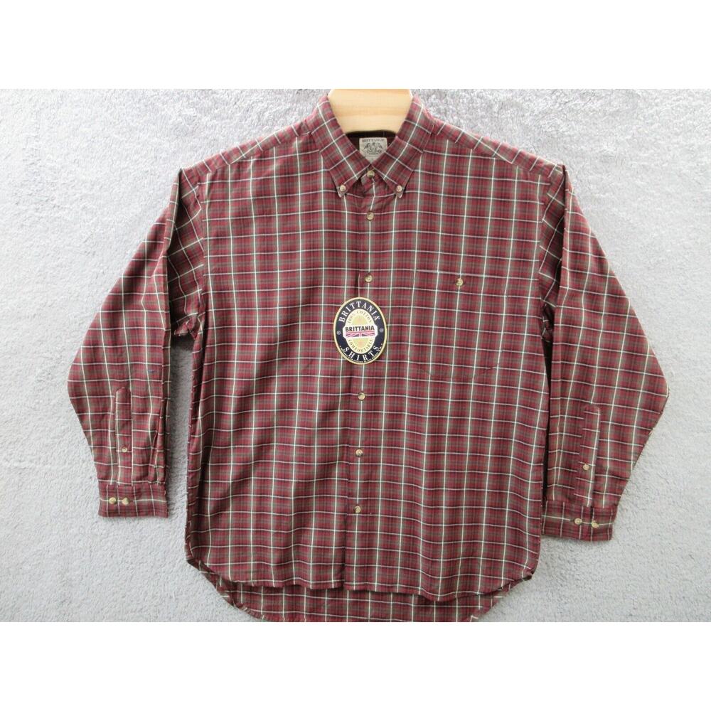 NWT Vintage BRITTANIA Men's Large Cotton Plaid Cotton Shirt 90s Levi Strauss